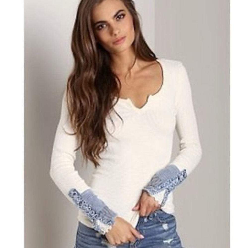 Free People • HTF We the Free Kyoto Cuff Thermal Shirt || Small